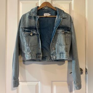 Frame Denim Light Blue Cropped Jean Jacket